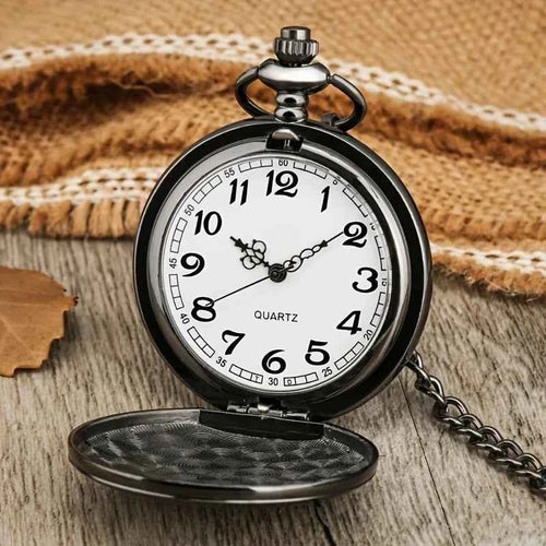 Exquisite  "Best Man for a Day"Black Quartz Movment Pocket Watch Men Fans Souvenir Clock with 80cm Neck Chain Watch Best Man Gif