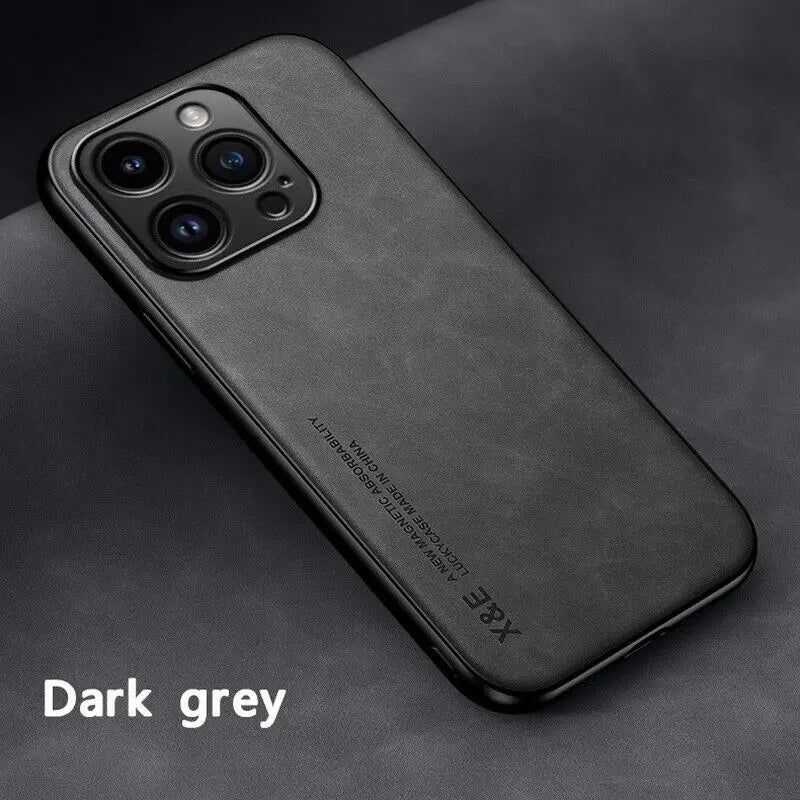Premium Sheepskin Leather iPhone Case - Magnetic Shockproof Cover