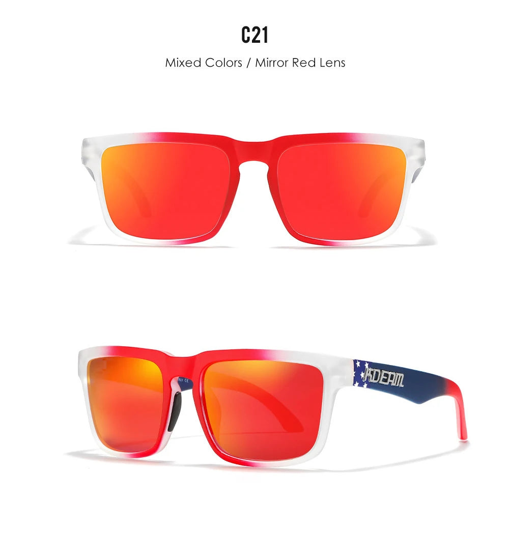 Premium Men Square Sunglasses - Polarized UV Protection & Mirrored Lens