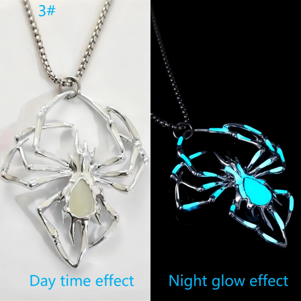 Gothic Glow Spider Pendant Necklace - Luminous Insect Jewelry