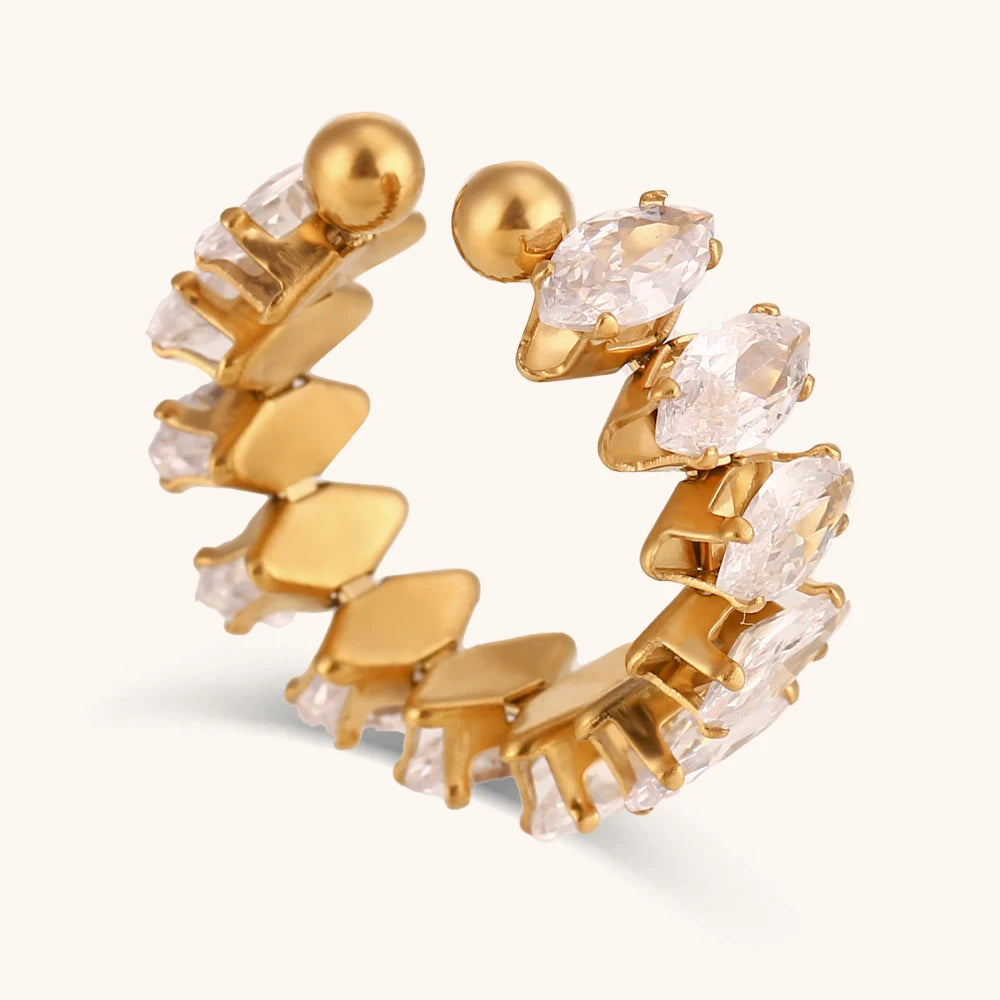 Luxury Rhombus Zircon Cuff Bracelet - Waterproof Gold Plated