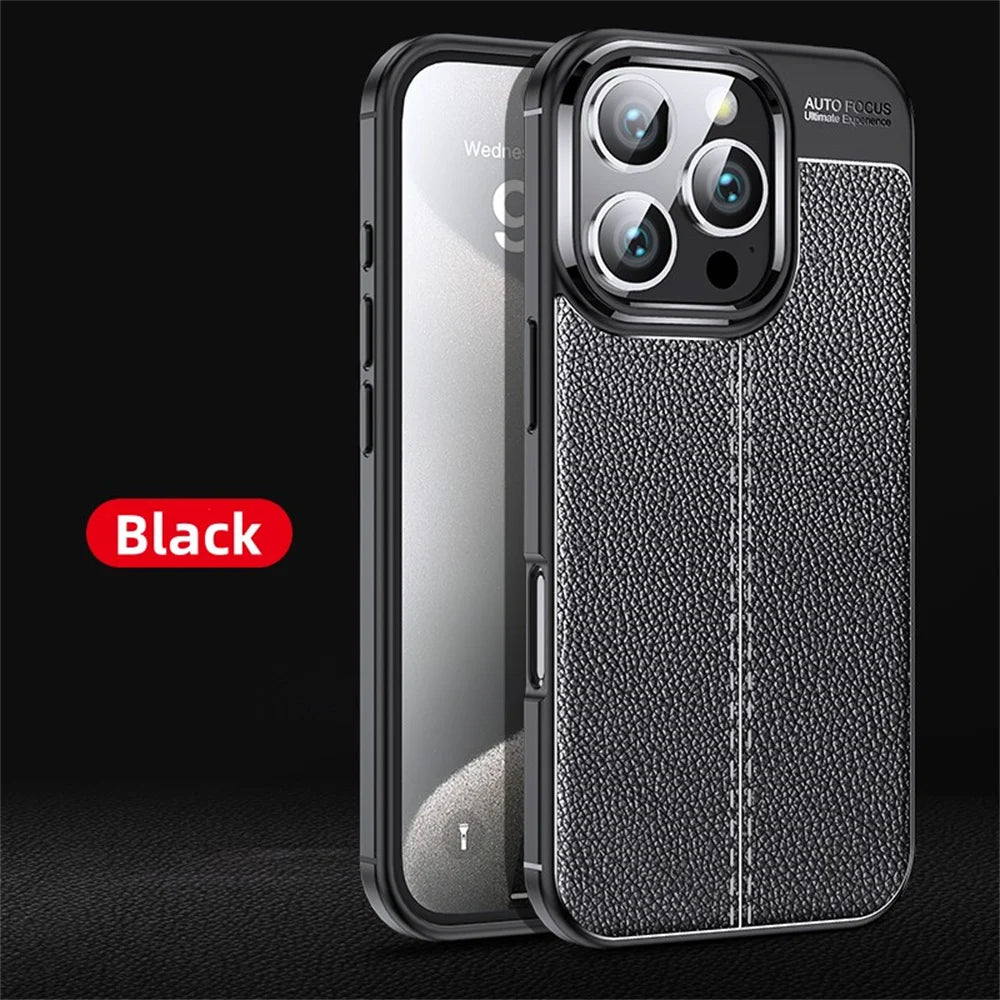 Premium iPhone Protective Case - Leather Texture Shockproof