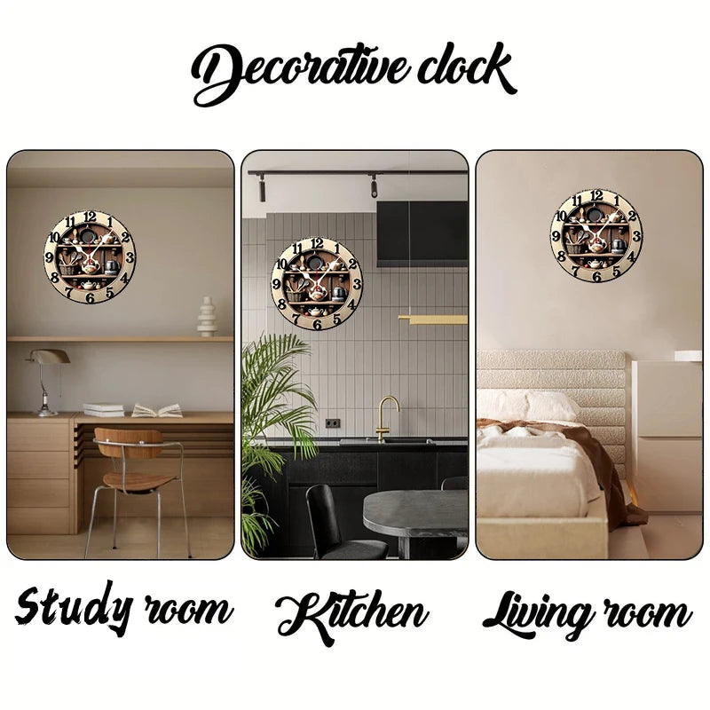 Elegant Wooden Kitchen Wall Clock - Silent & Decorative