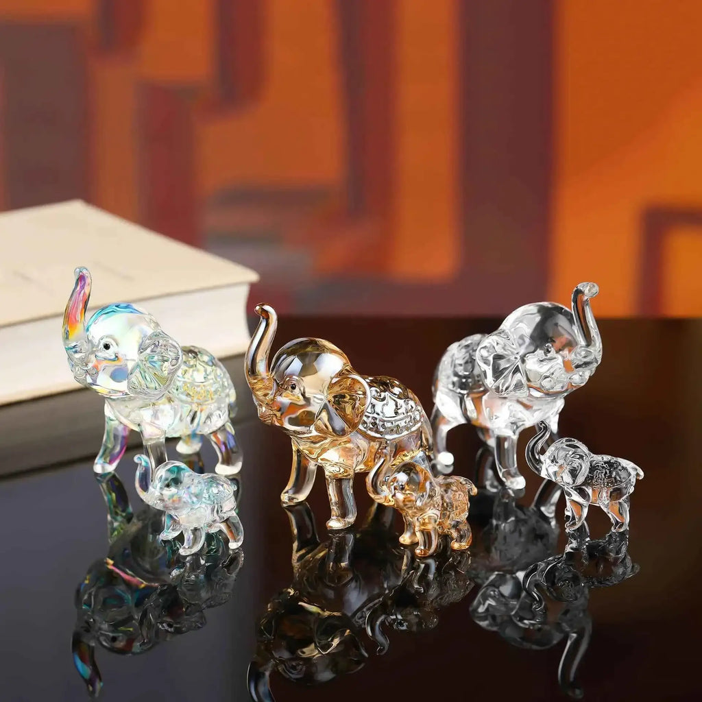 Luxury Crystal Elephant Statue - Modern Glass Decor