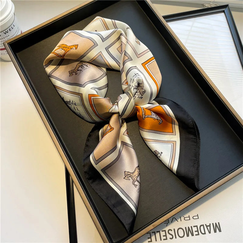 Luxury Silk Square Scarf - Elegant Satin Hair Wrap & Headband