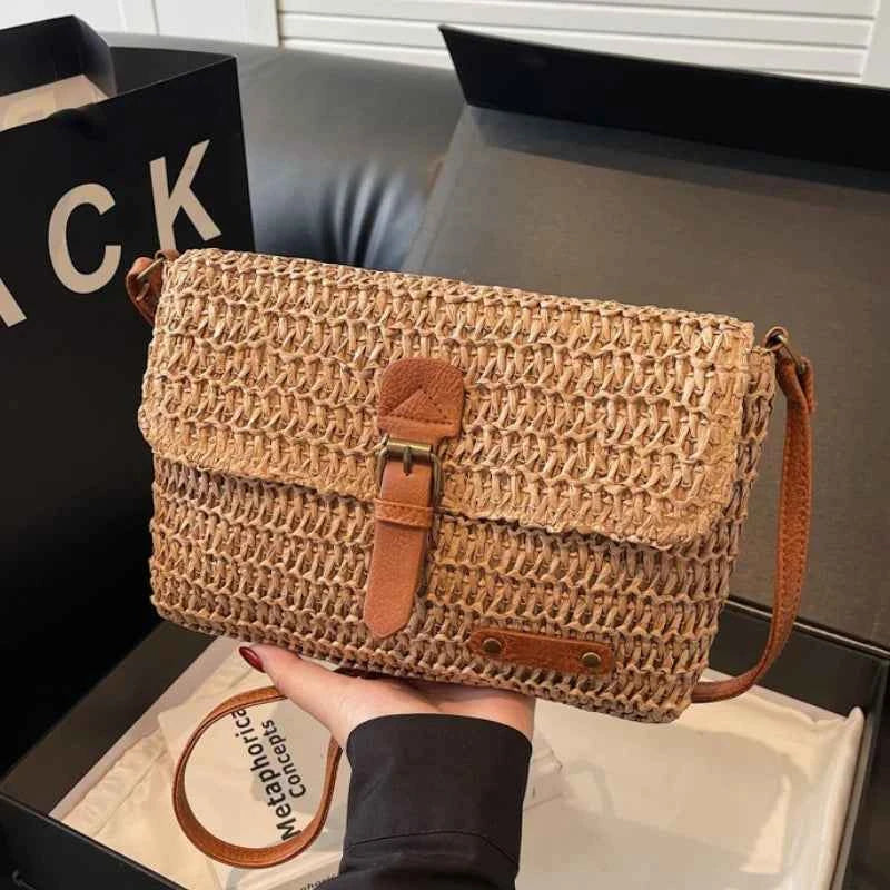Elegant Straw Crossbody Bag - Chic Vacation & Casual Style
