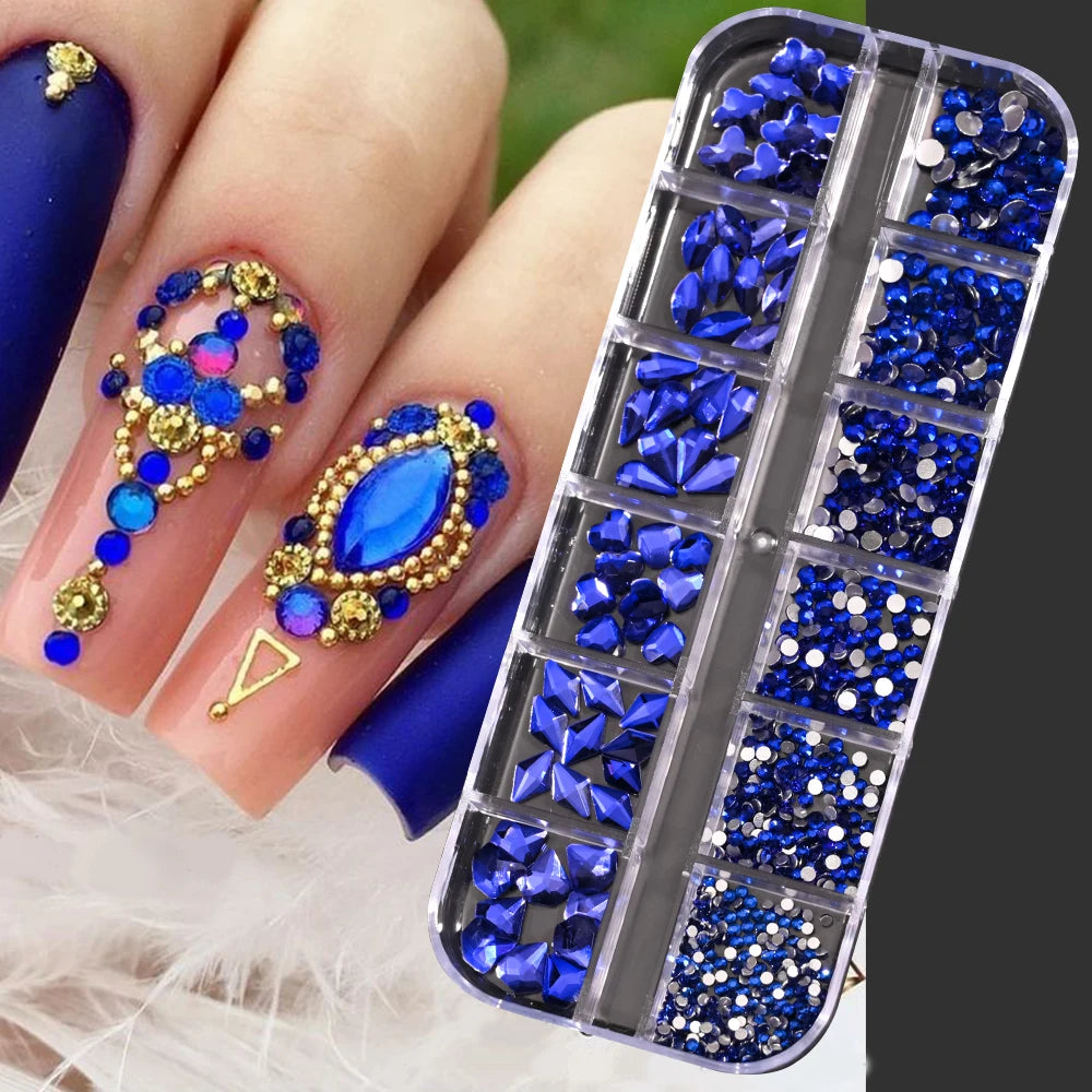 Luxury Crystal Chain Nail Charms - Rhinestone Diamond Art