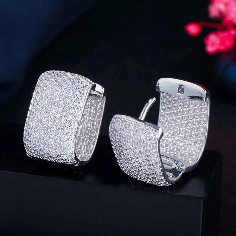 Luxury Cubic Zirconia Hoop Earrings - Brilliant Bridal Jewelry