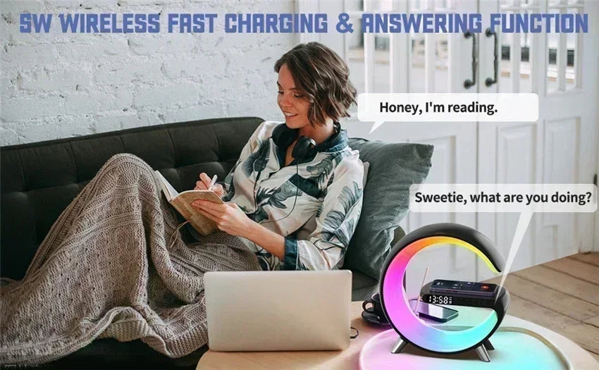 Premium Wireless Charger Desk Lamp with Bluetooth Speaker & RGB Night Light