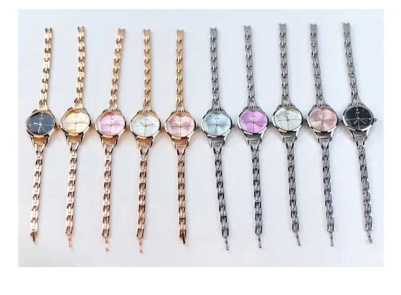 Elegant Ladies Bracelet Watch - Rhinestone Rose Gold Design