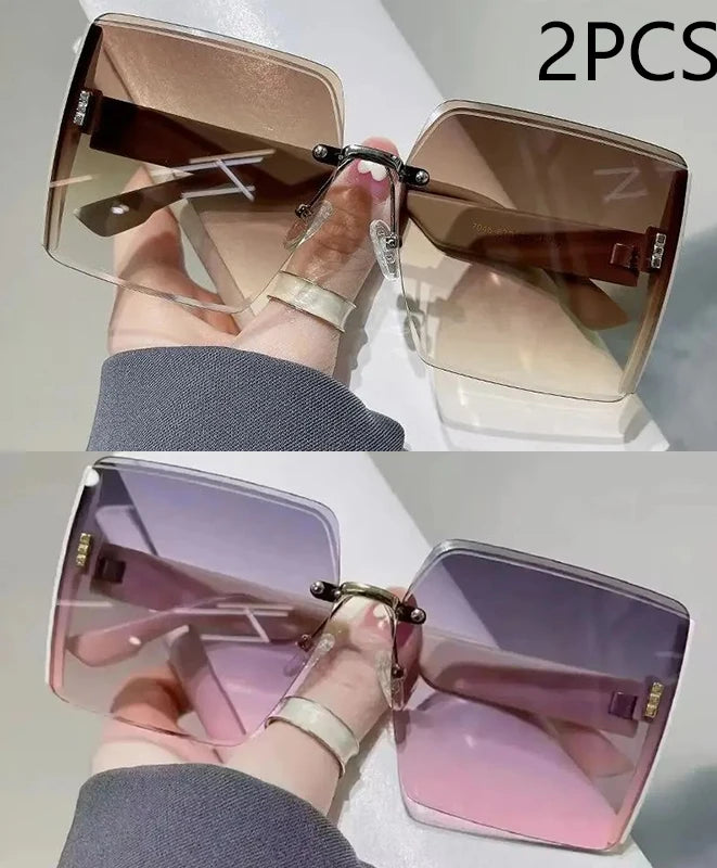 Fashion Gradient Frameless Sunglasses - Elegant High-End Eyewear