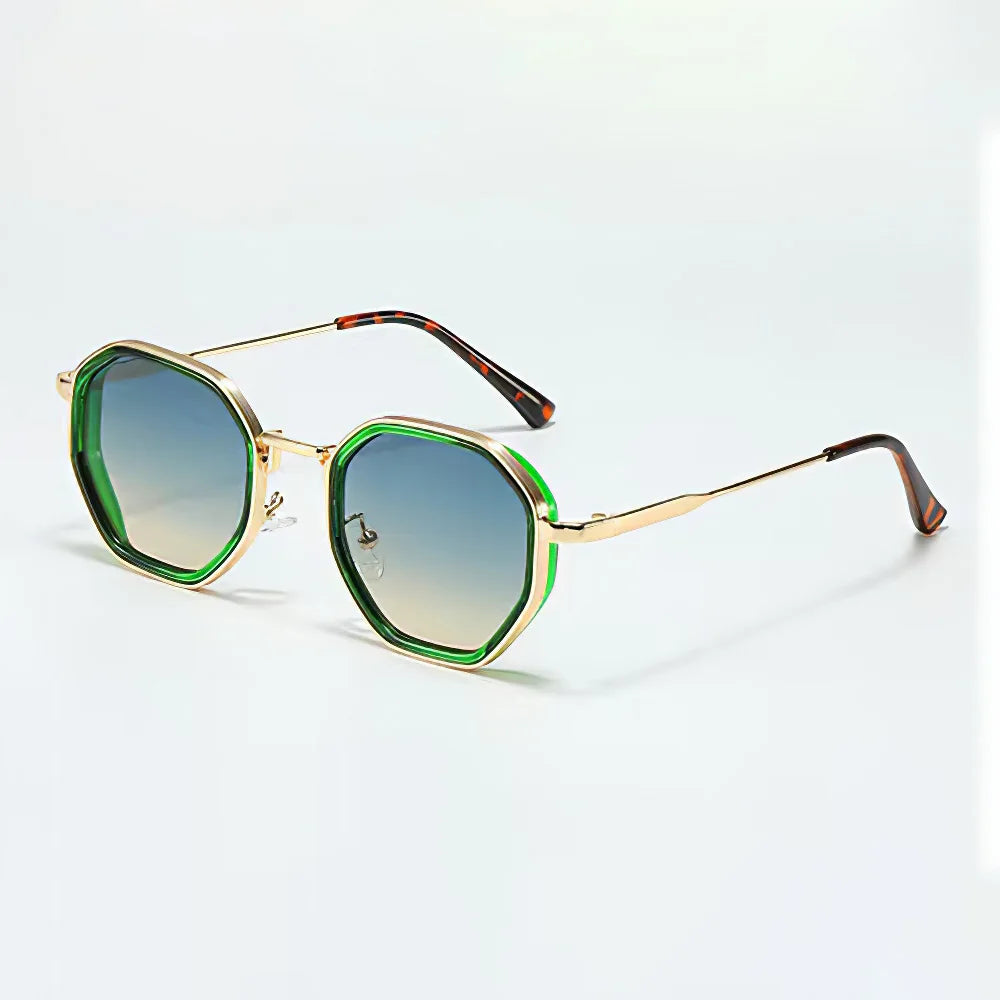 Modern Vintage Sunglasses for Women - Octagonal Golden Edging