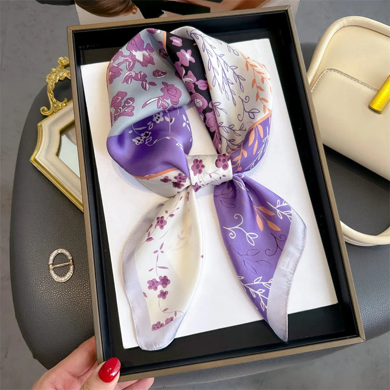 Luxury Silk Scarf - 70x70cm Square Shawl & Headband