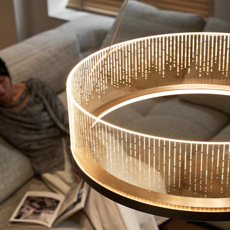 Elegant Modern LED Ring Chandelier - Dimmable Luxury Lighting