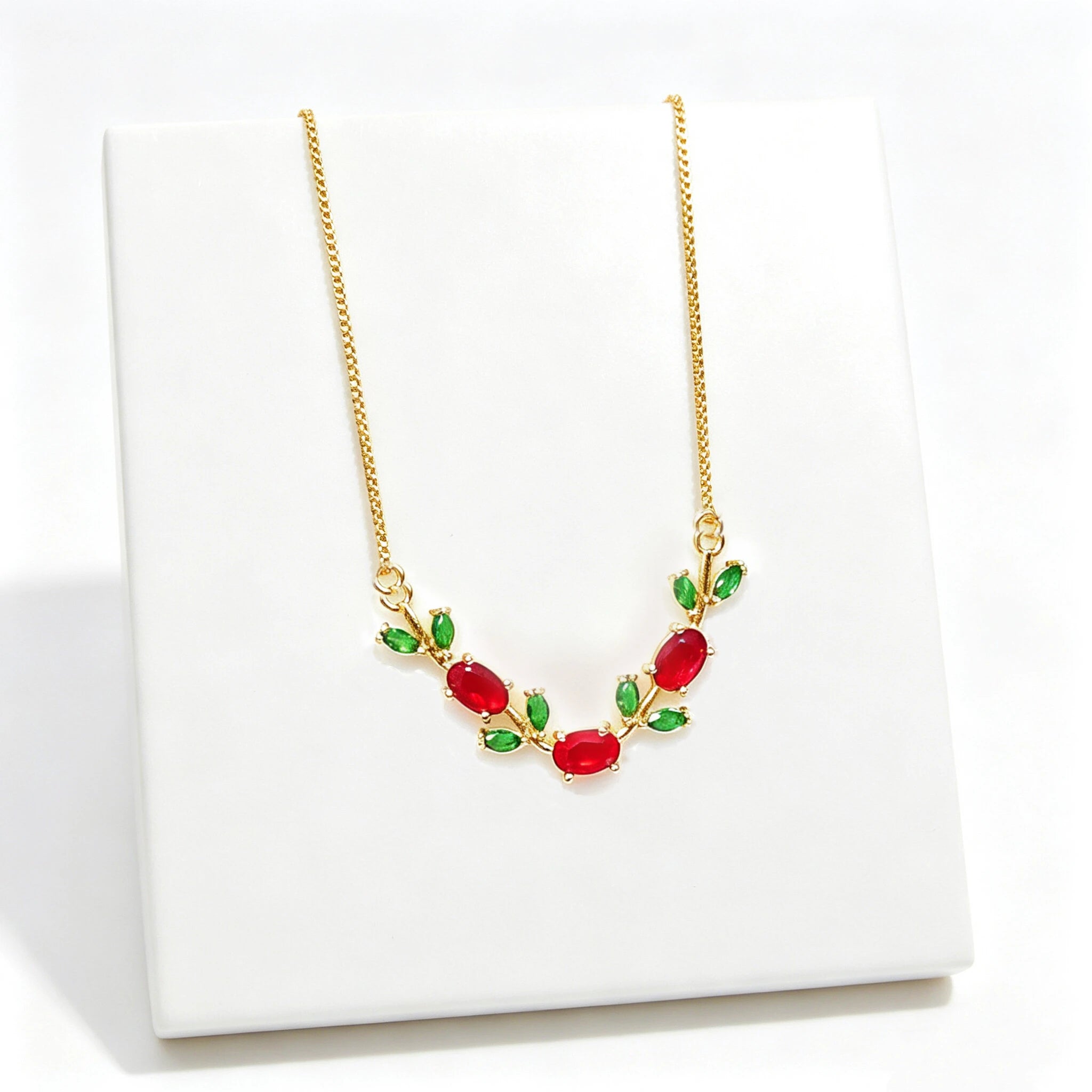 Elegant Crystal Leaf Jewelry Set - Premium Necklace & Bracelet