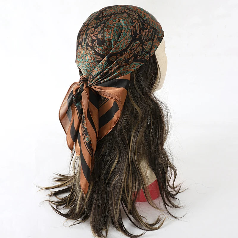 Luxury Square Silk Scarf - Satin Hair Bandana & Neckerchief