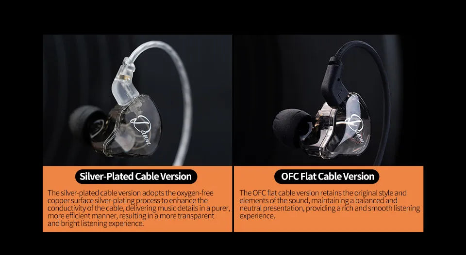 Premium Wired Earphones HiFi Bass - Detachable Cable Earbuds