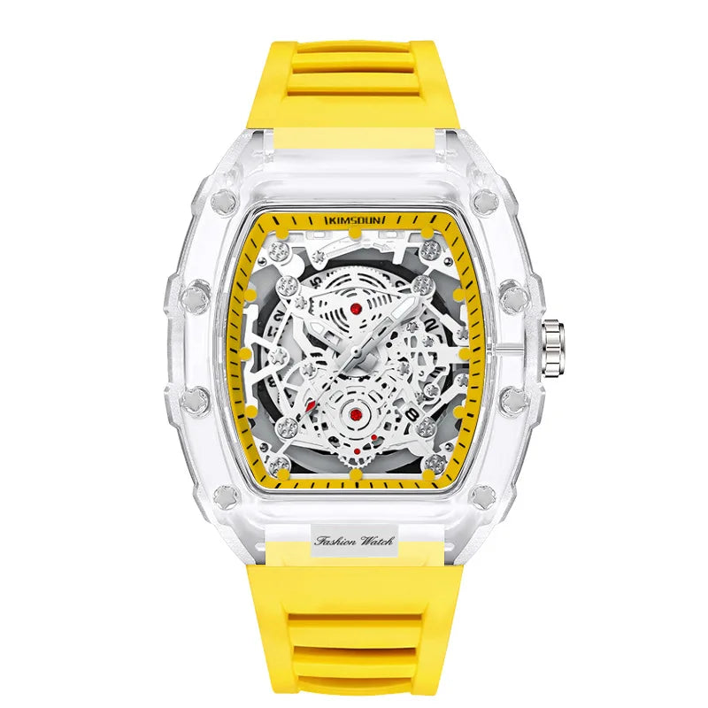 Modern Transparent Quartz Watch - Barrel Shaped Sports Clock