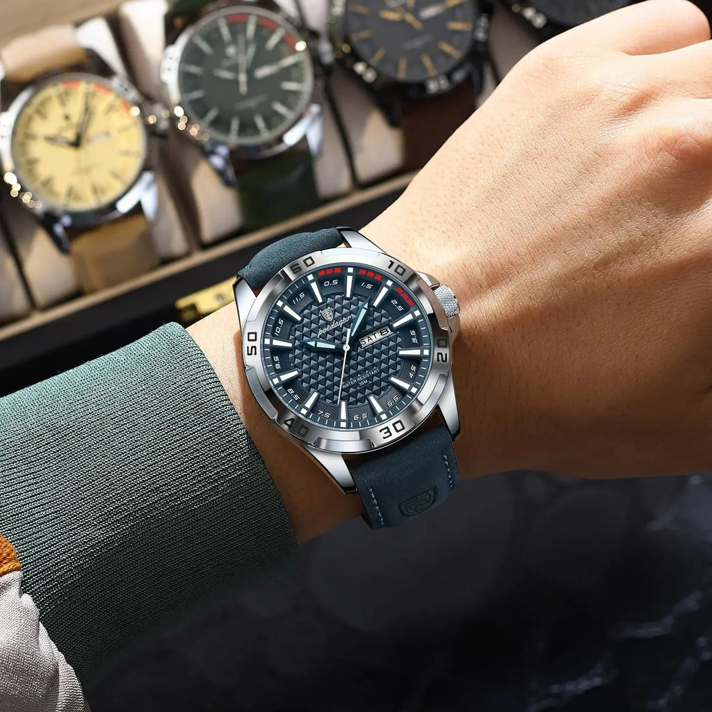 Luxury Men's Quartz Watch - Waterproof Leather Wristwatch