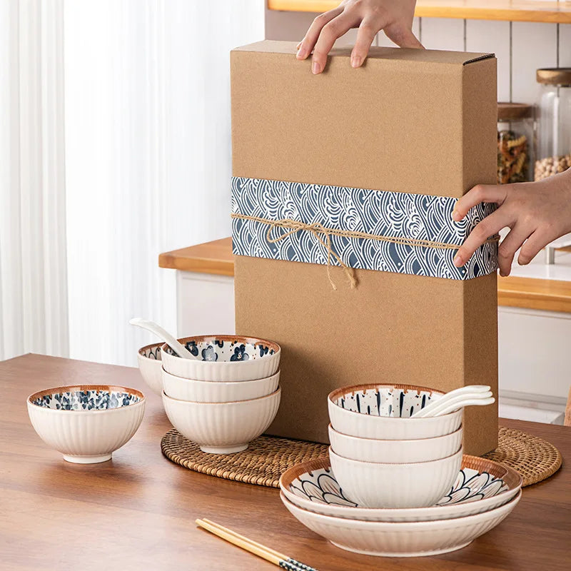 Premium Japanese Ceramic Bowls - Cute Underglaze Set