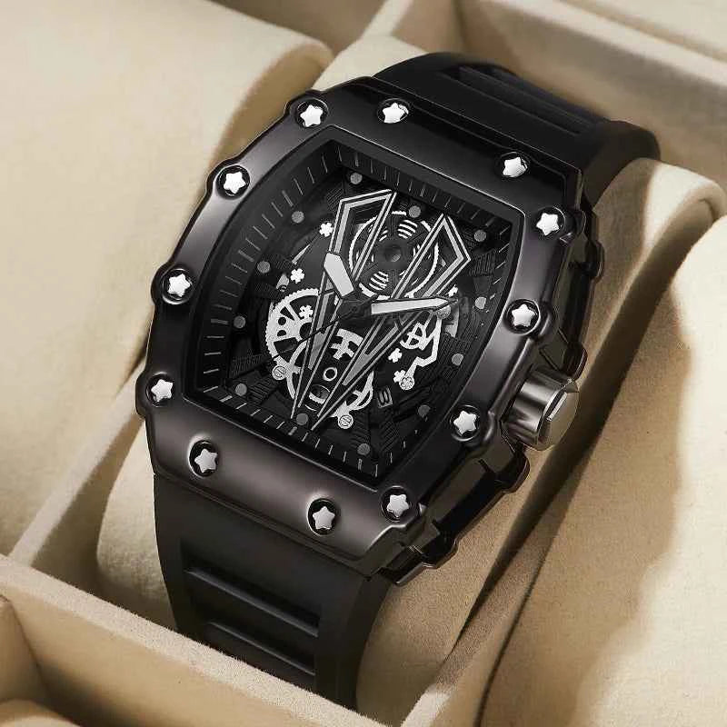 Premium Men's Square Quartz Watch - Waterproof & Luminous