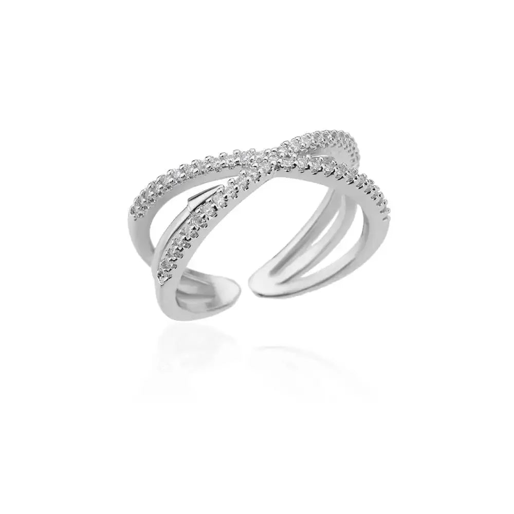 Luxury Gold Zircon Geometric Ring - Stainless Steel Aesthetic Jewelry