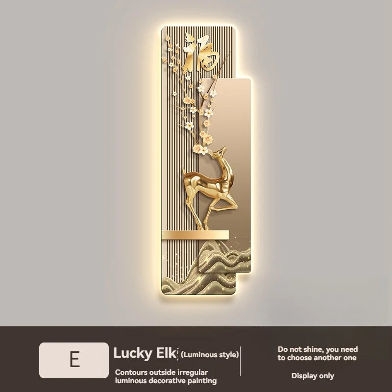 Elegant Reindeer LED Decorative Painting - Luxury Corridor Wall Light