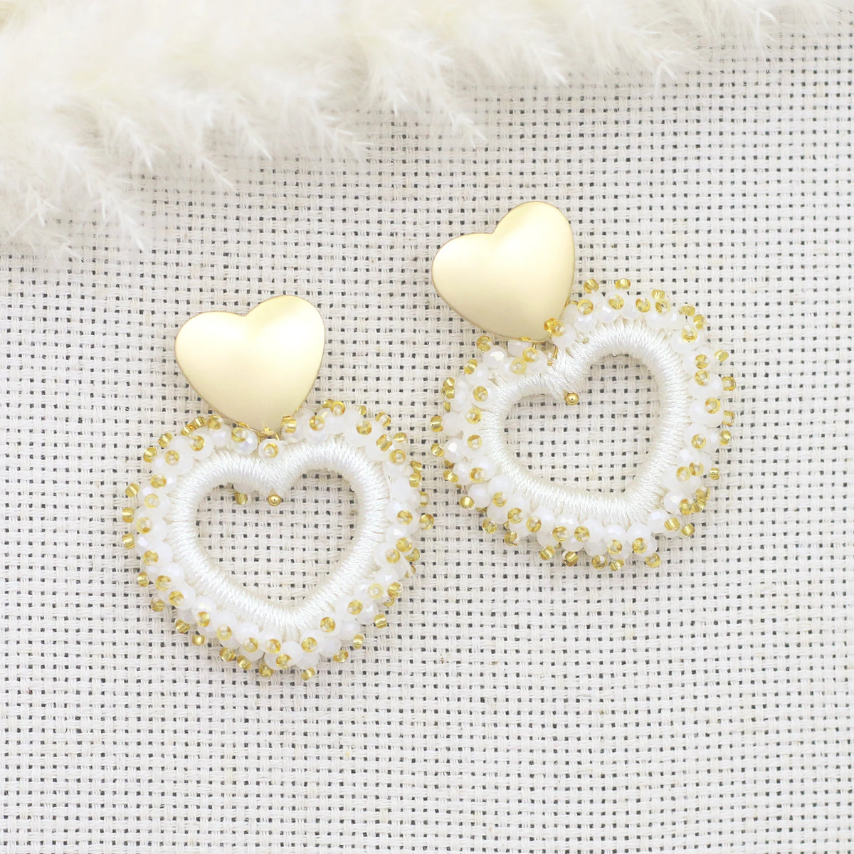 Elegant Heart Shape Drop Earrings - Handmade Crystal Jewelry