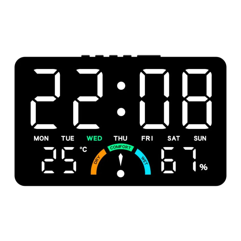 Premium Digital LED Wall Clock - Voice Control & Temperature Display