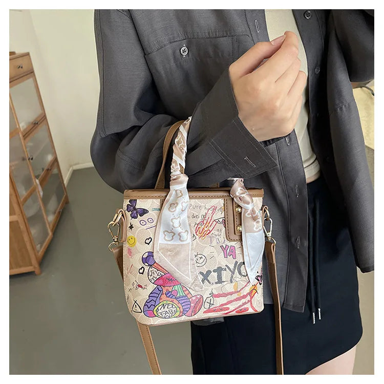 Elegant Artistic Crossbody Bag - Graffiti Design