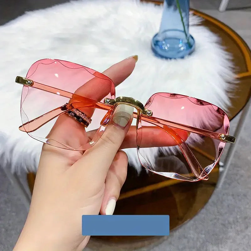 Luxury Square Rimless Sunglasses - UV400 Designer Shades