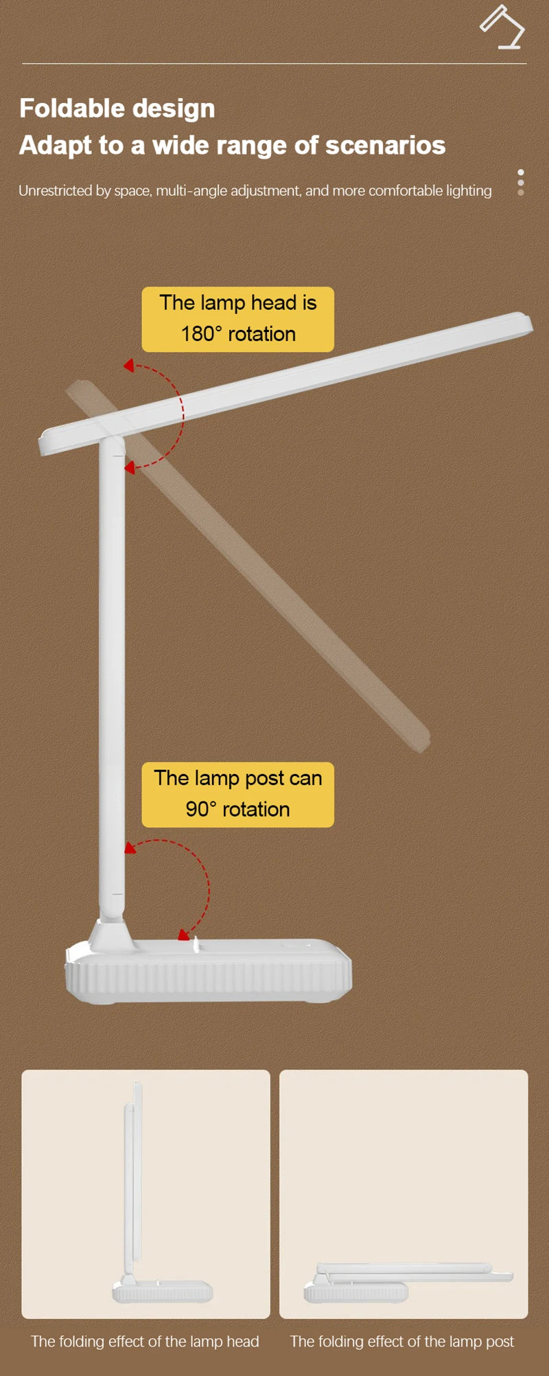 Premium USB Rechargeable Desk Lamp - Dimmable & Foldable