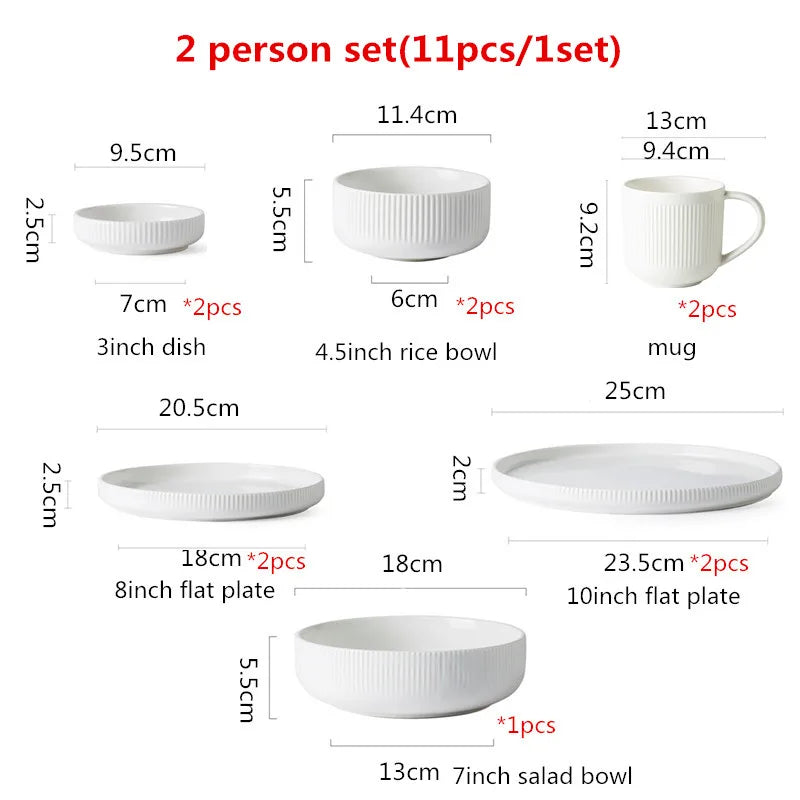 Premium Ceramic Dinnerware Set - Matte Glazed Japanese Style