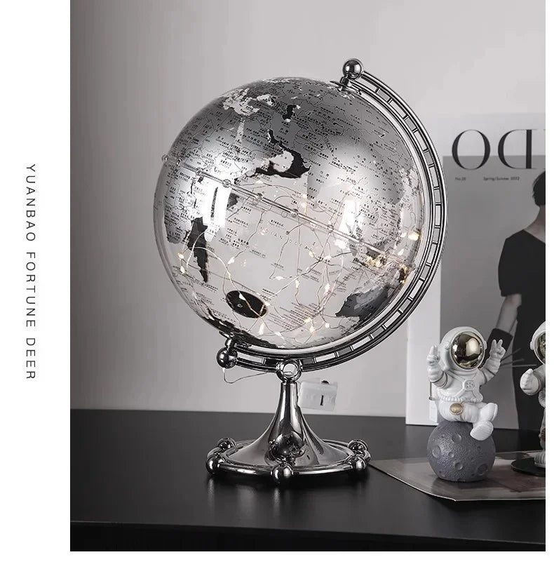 Elegant Modern Globe Ornament - Sailboat Metal Sculpture