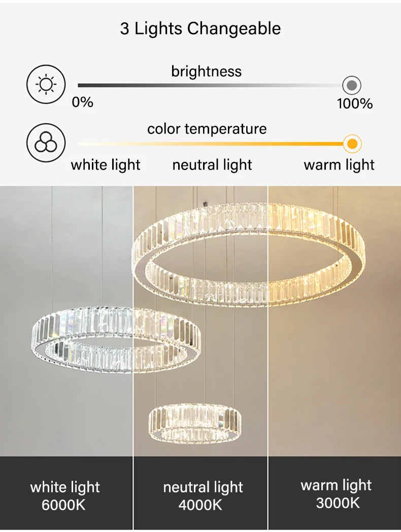 Elegant Crystal Ring Chandelier - Modern Dining Room Lighting