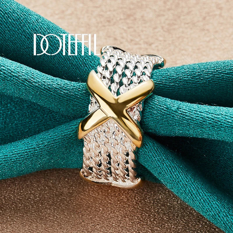 Elegant Letter X Ring - Gold Silver Tone