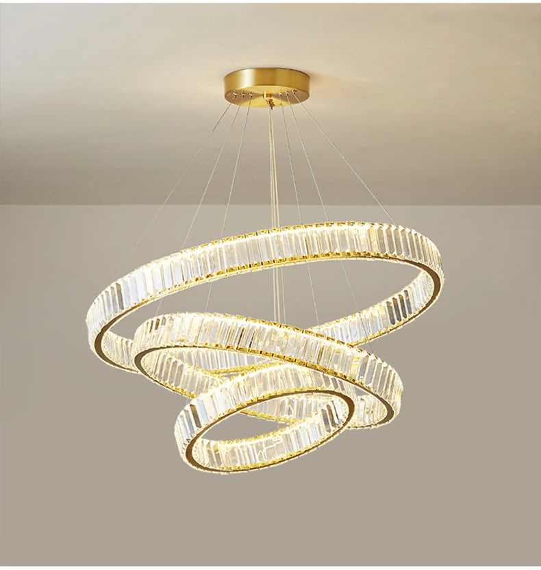 Elegant Crystal Ring Chandelier - Modern Dining Room Lighting