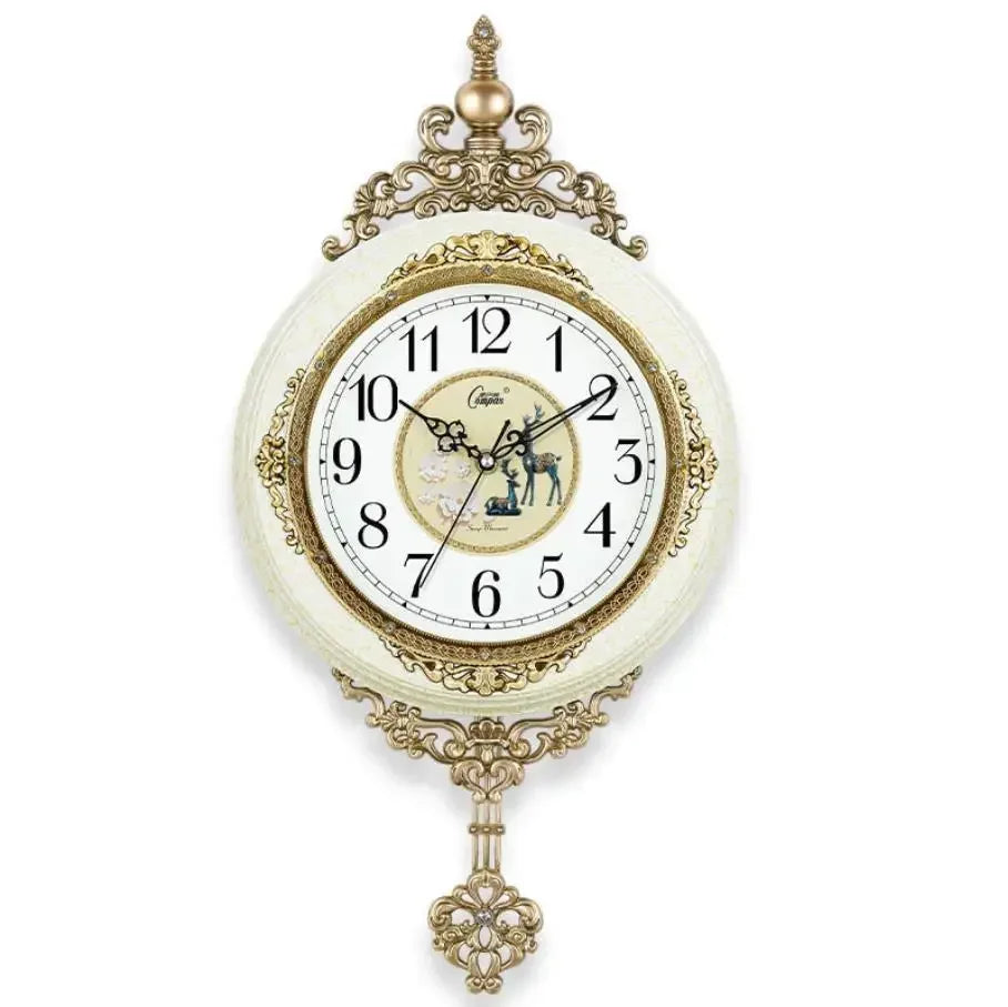 Elegant Retro Wall Clock - Mute Pendulum Design