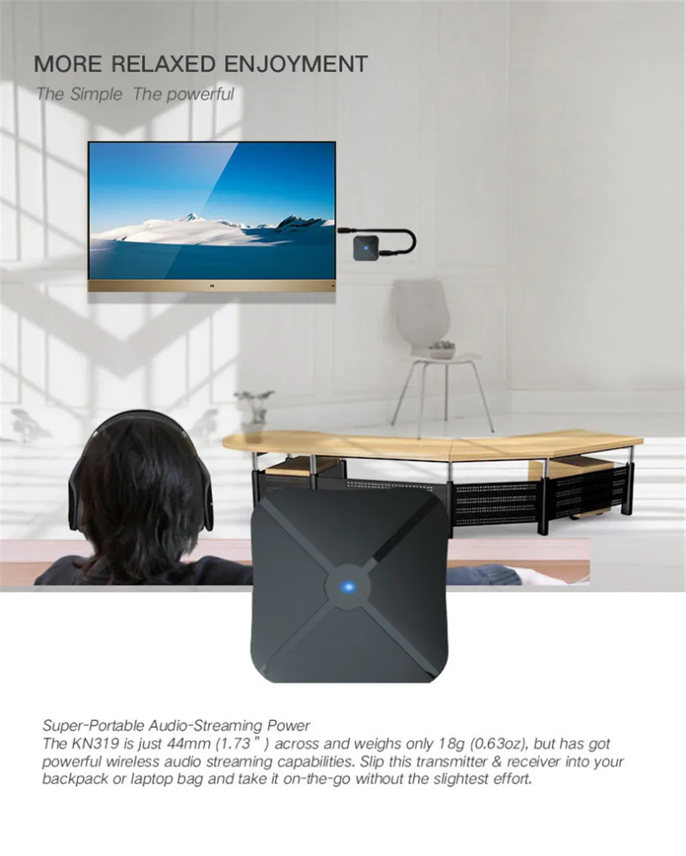 Premium Bluetooth TV Headset with Wireless Adapter - Over-Ear TV Headphones