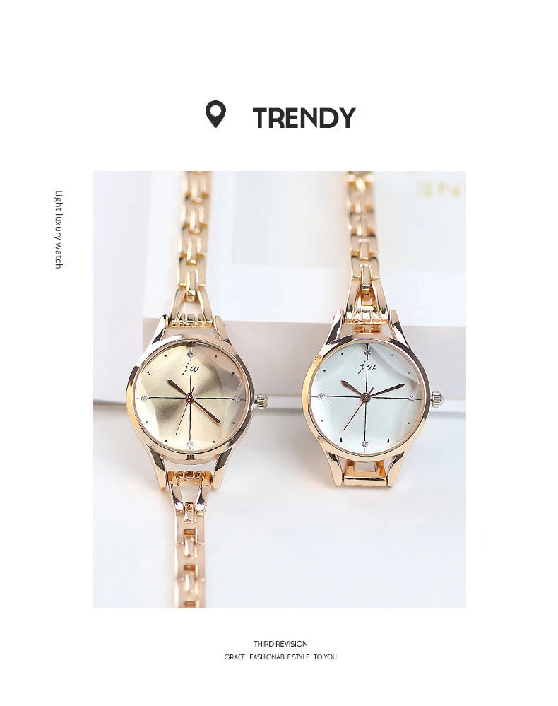 Elegant Ladies Bracelet Watch - Rhinestone Rose Gold Design