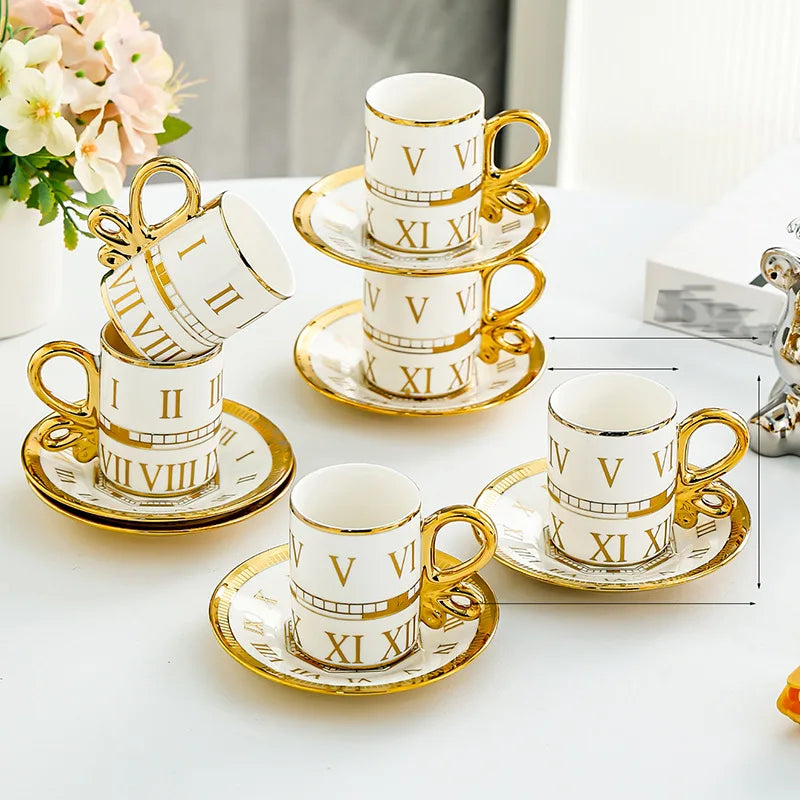 Elegant Luxury Ceramic Coffee Cup Set - Gold Edged Perfection