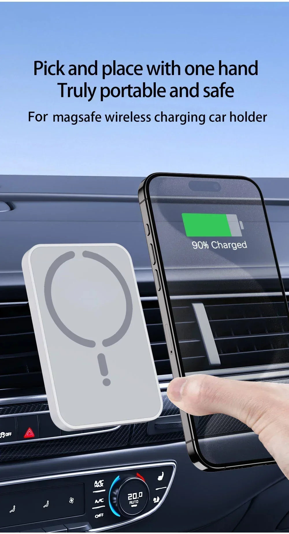Premium Magnetic Car Mount - Wireless Charger & GPS Stand