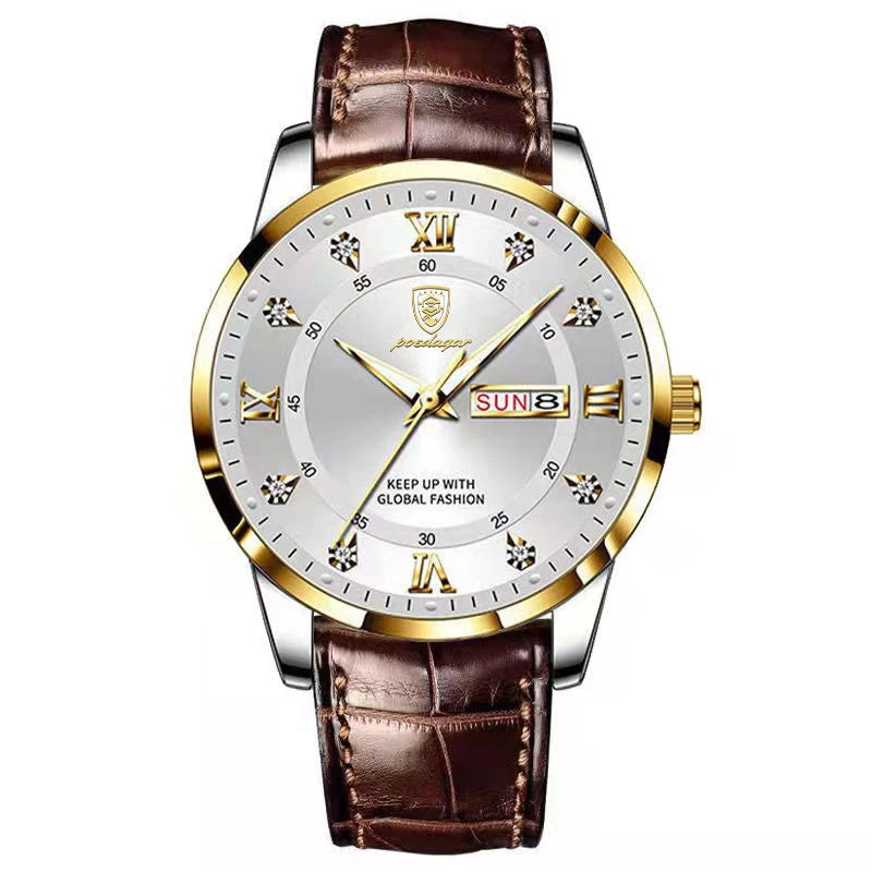Luxury Men's Quartz Watch - Waterproof & Luminous Leather