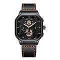 Luxury Men Square Watch - Casual PU Leather Sports Timepiece