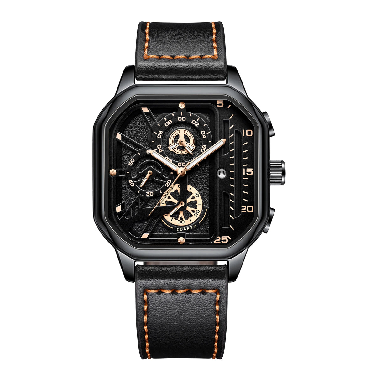 Luxury Men Square Watch - Casual PU Leather Sports Timepiece