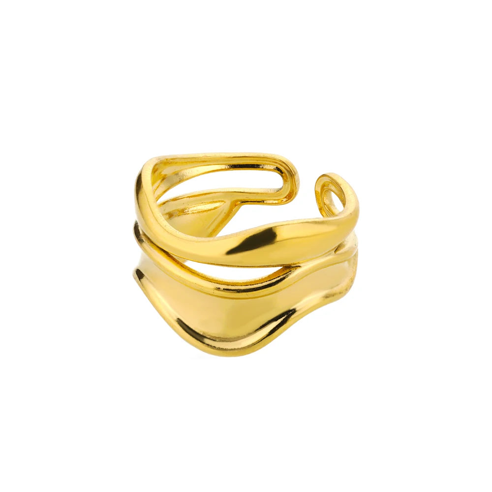 Luxury Classic Gold Stainless Steel Ring for Women