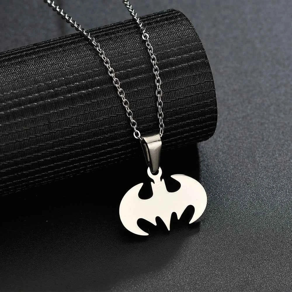 Akizoom Detachable Bat Gothic Pendant Necklace Stainless Steel Jewelry Gold Color Chain for Women Man Necklace Mother's Day Gift