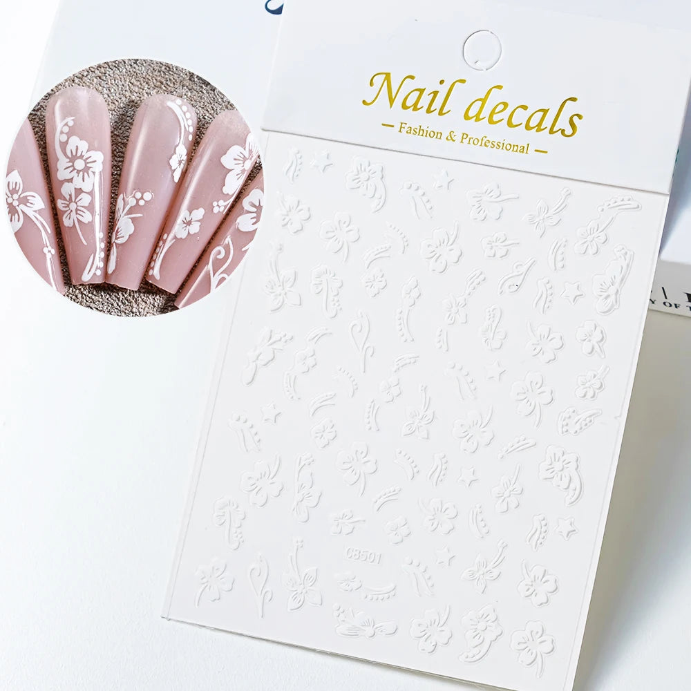 Luxury Bronzing Hibiscus Nail Stickers - Gold & Silver Floral Decals
