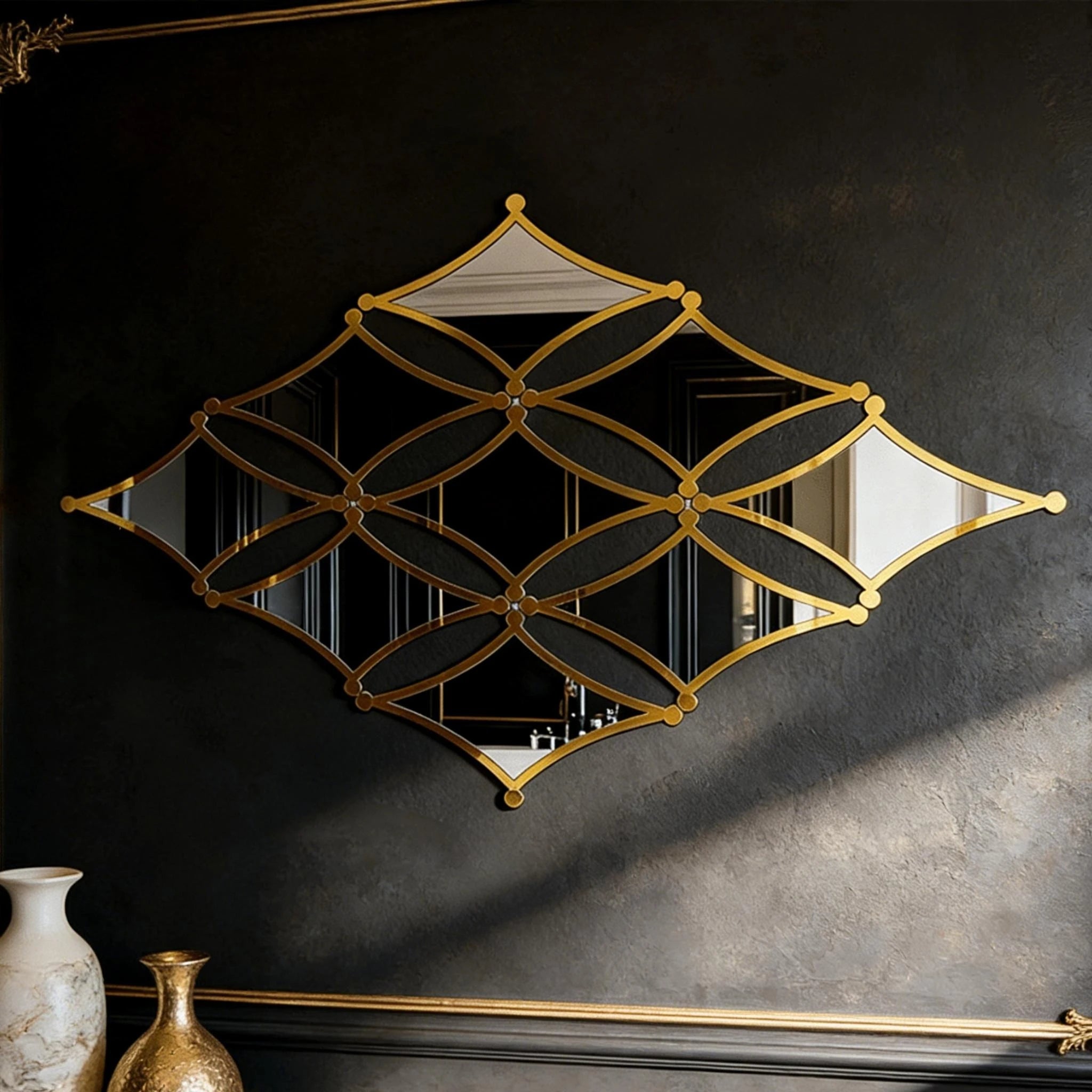 Elegant Golden Acrylic Wall Mirror - French Style Decor