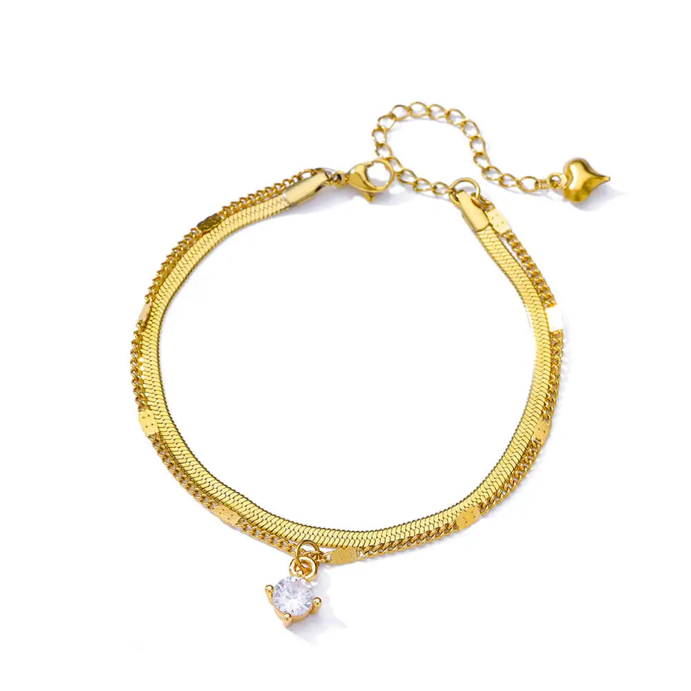 Elegant Zircon Flowers Bracelet - Luxury Gold Steel Jewelry